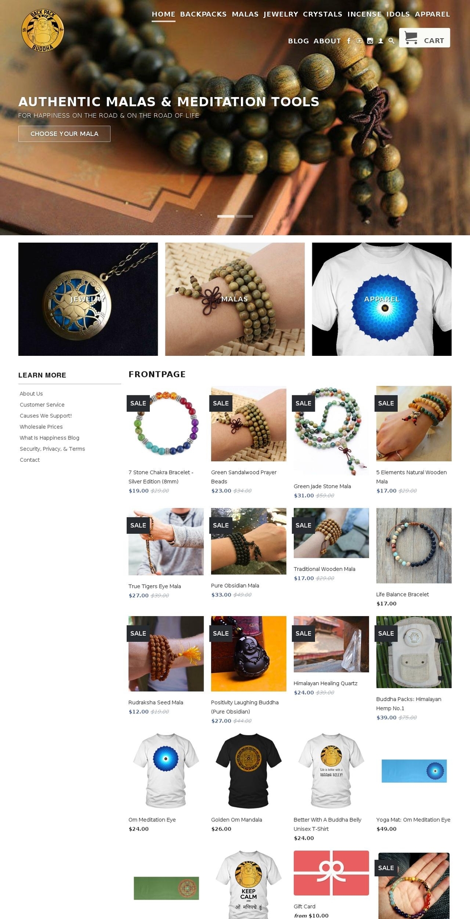 backpackbuddha.com shopify website screenshot