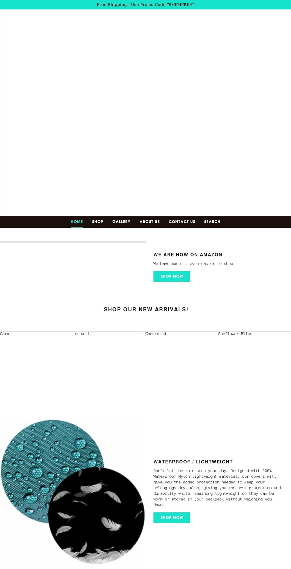 backpackcovers.com shopify website screenshot