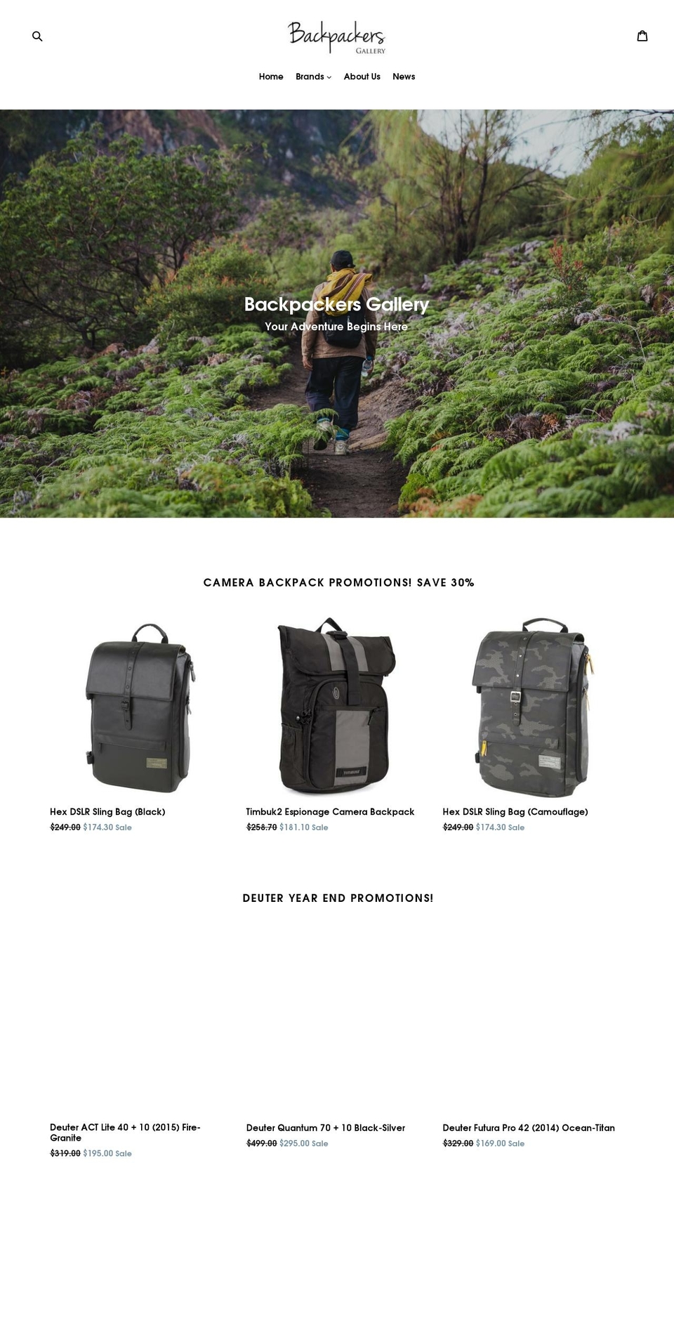 backpackersgallery.com shopify website screenshot