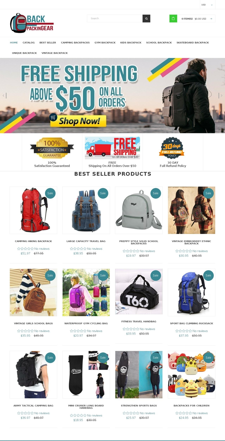 backpackingear.com — Shopify storefront screenshot