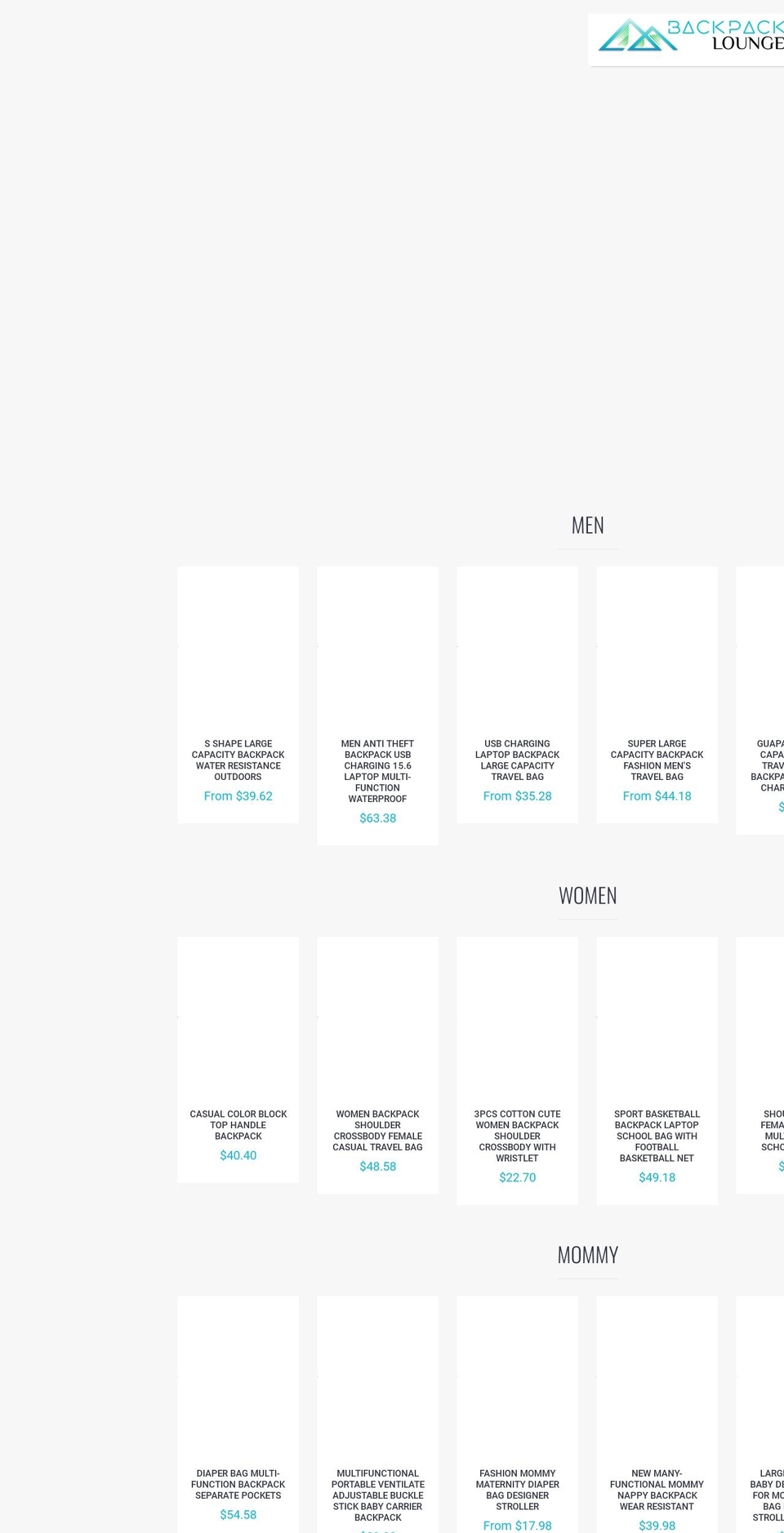 backpacklounge.com shopify website screenshot