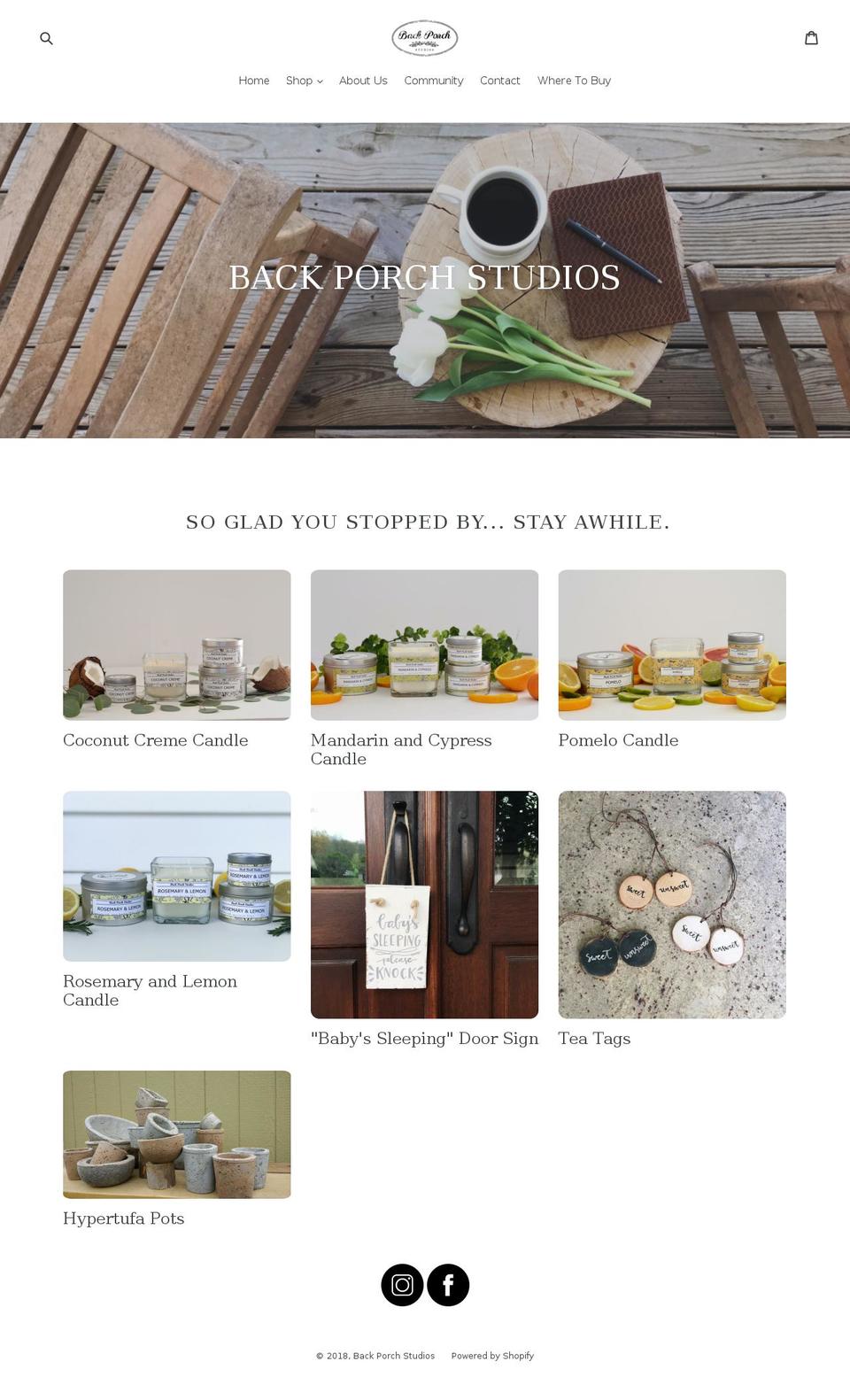 backporchstudioshsv.com shopify website screenshot