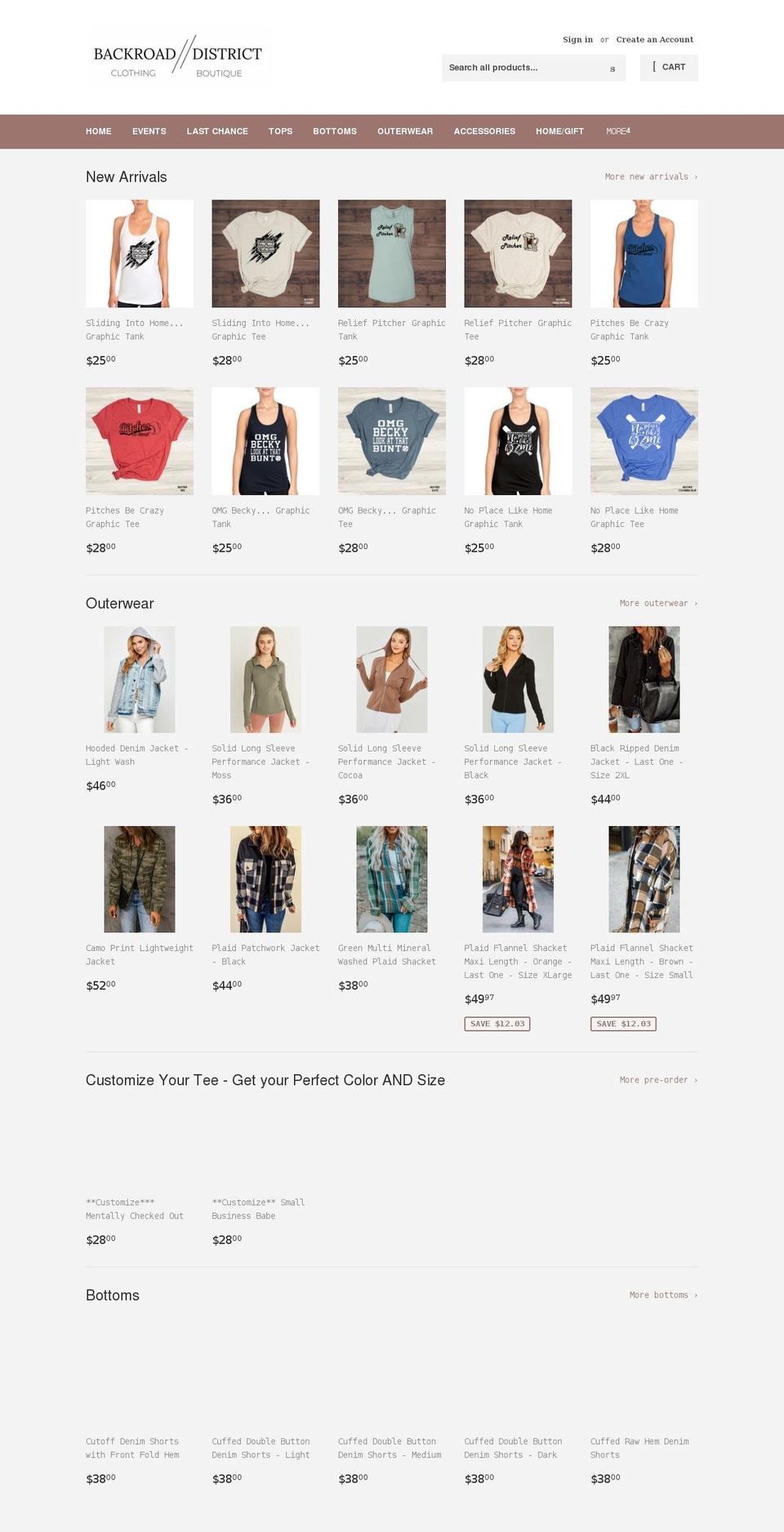 backroaddistrict.com shopify website screenshot