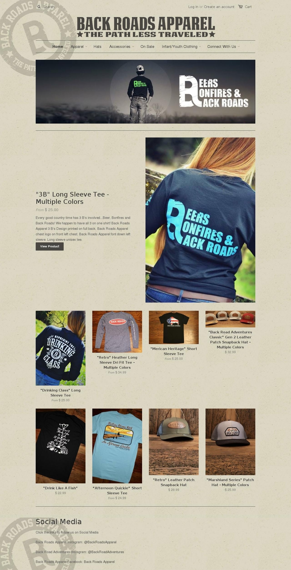 backroadsapparel.com — Shopify storefront screenshot