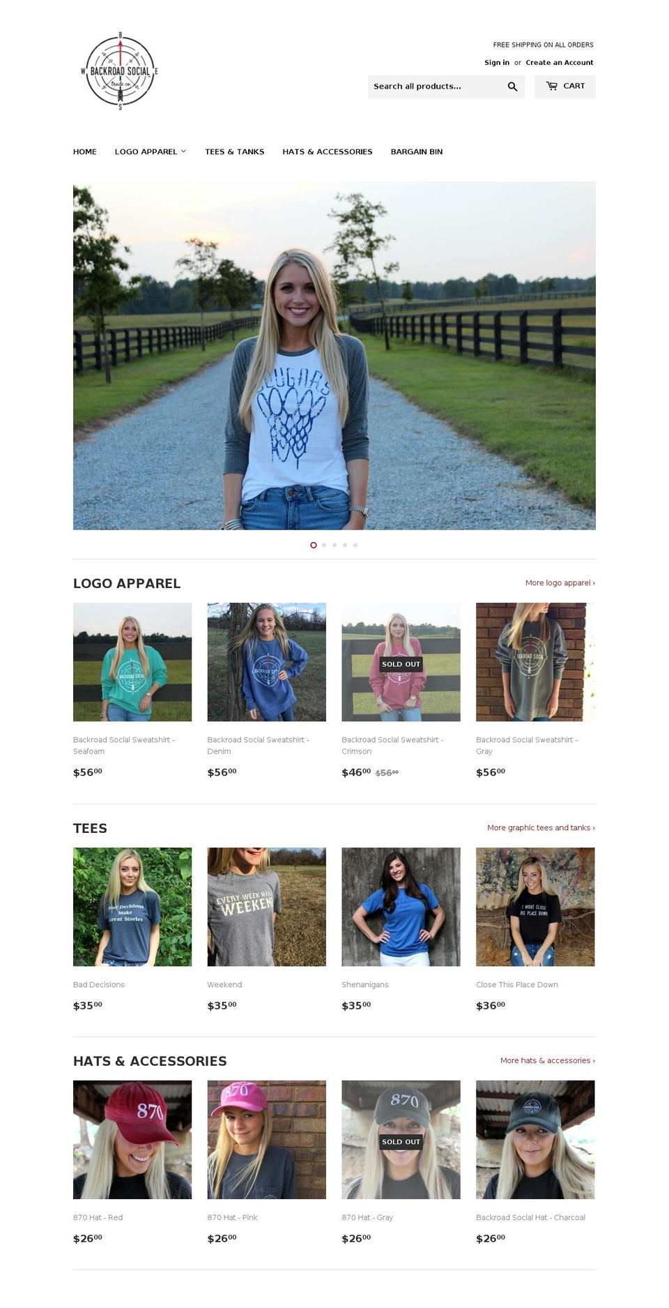 backroadsocial.com shopify website screenshot