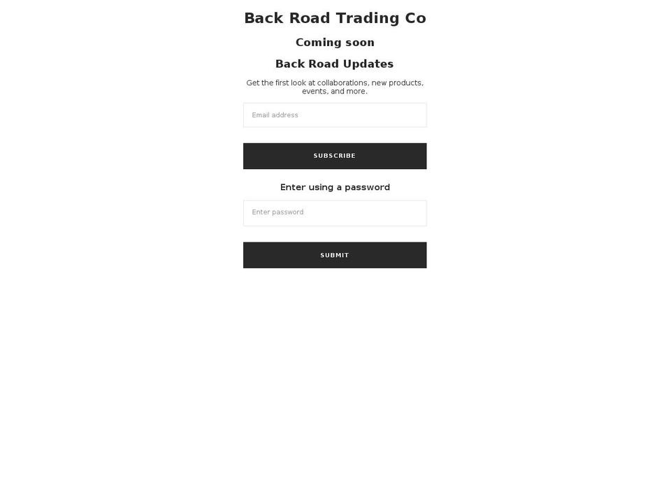 backroadtrading.co shopify website screenshot