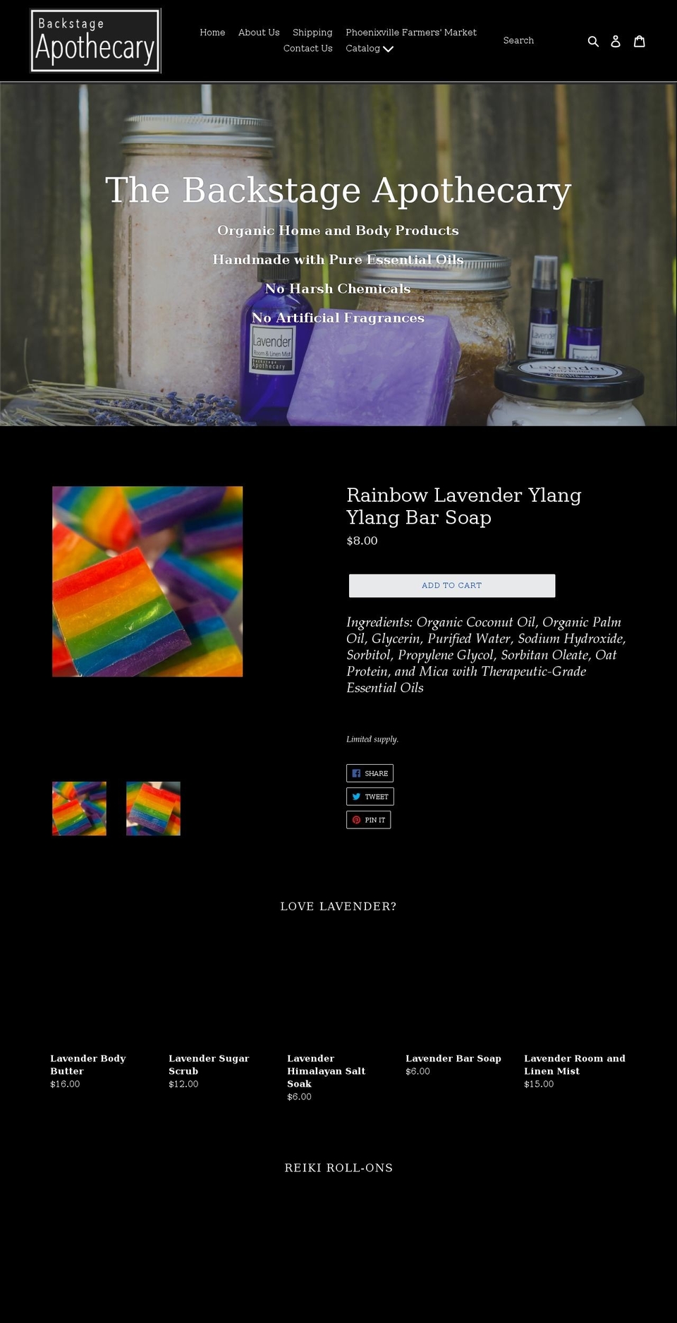 backstageapothecary.com shopify website screenshot
