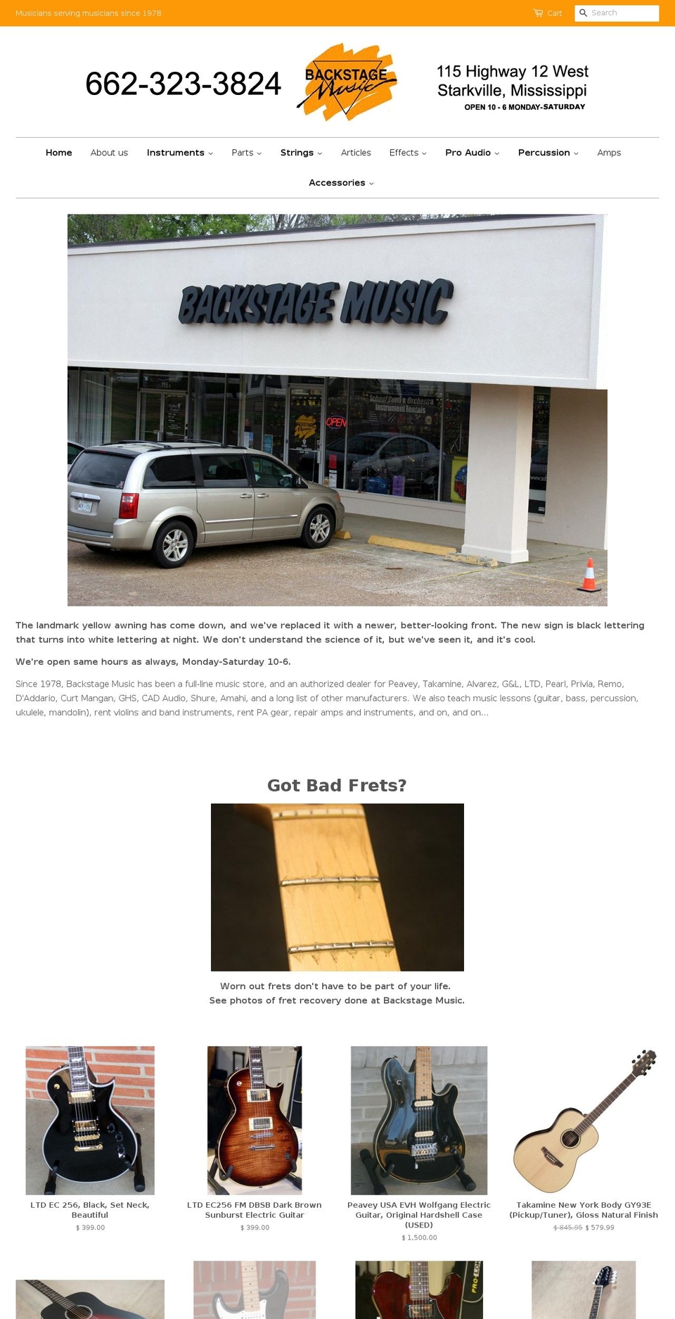 backstagemusic.com shopify website screenshot