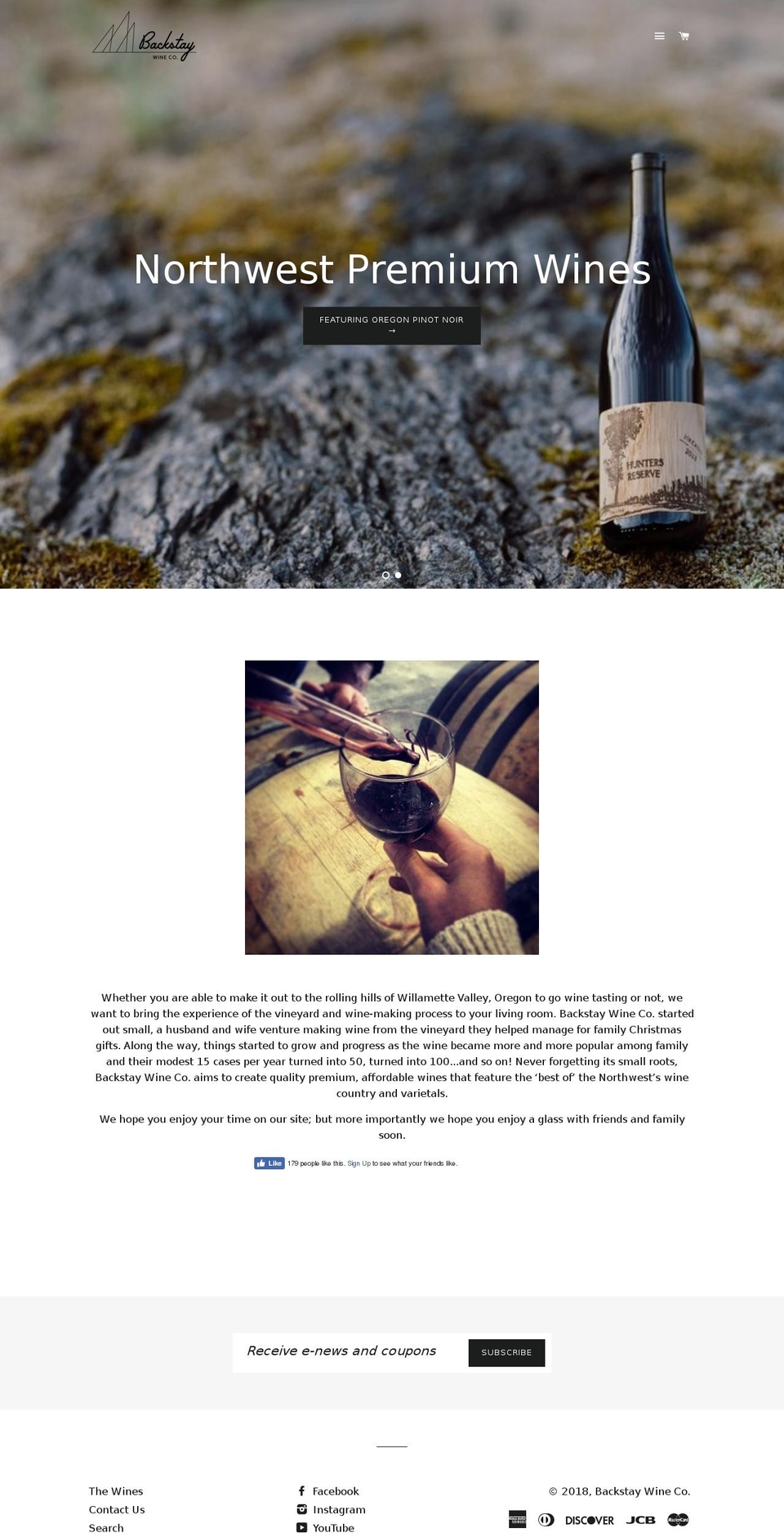backstaywines.com shopify website screenshot