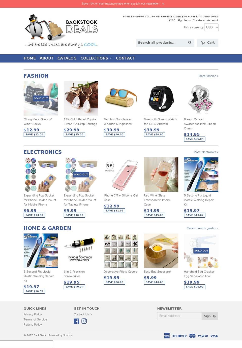 backstock.deals shopify website screenshot