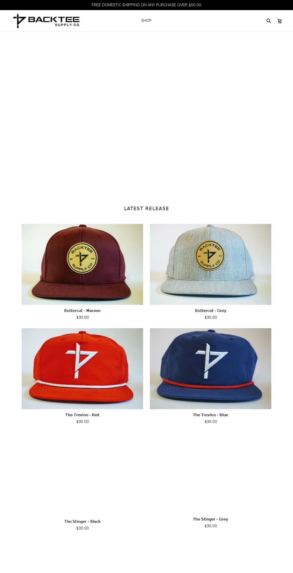 backteesupplyco.com — Shopify storefront screenshot