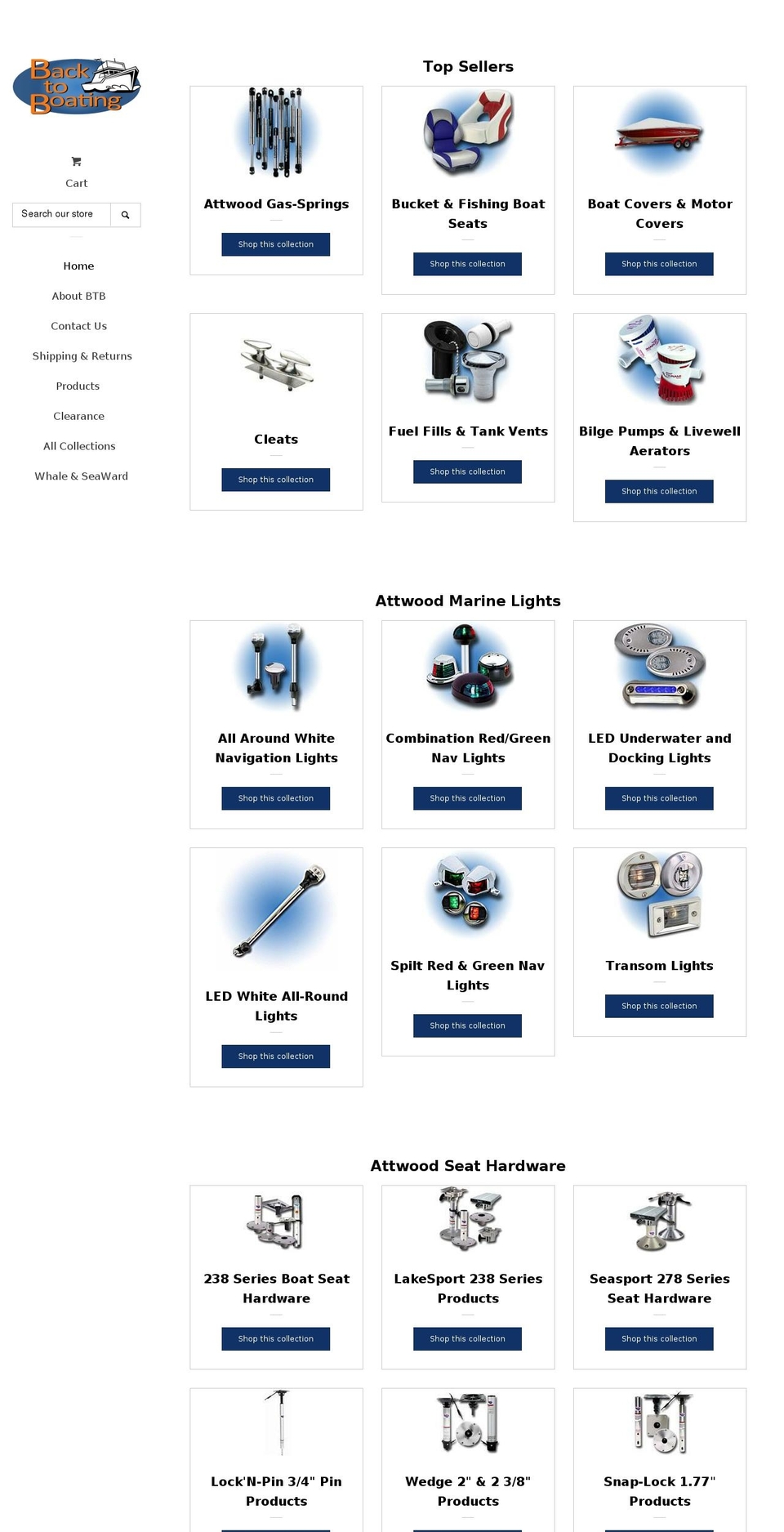 backtoboating.com shopify website screenshot