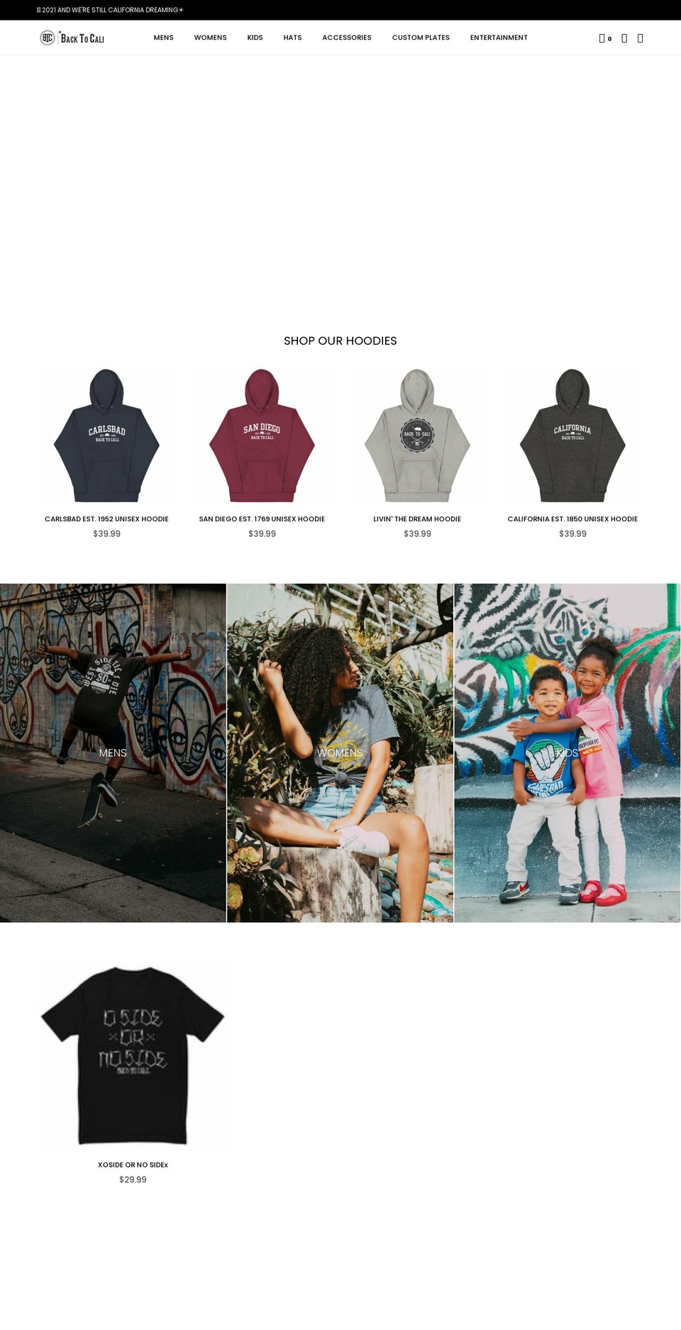 backtocali.com shopify website screenshot