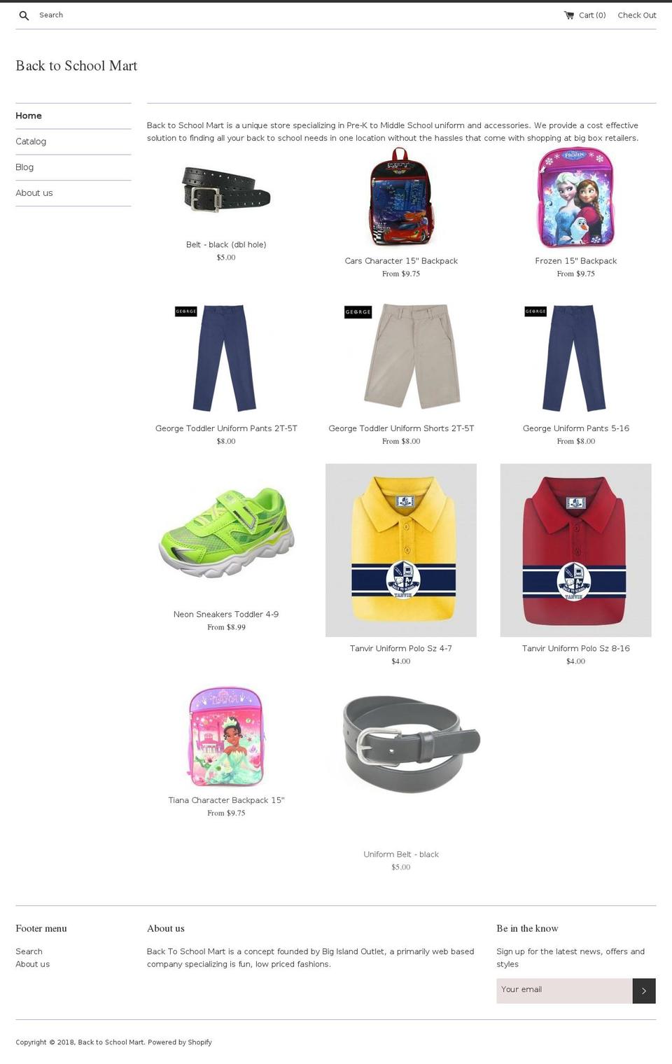 backtoschoolmart.com — Shopify storefront screenshot