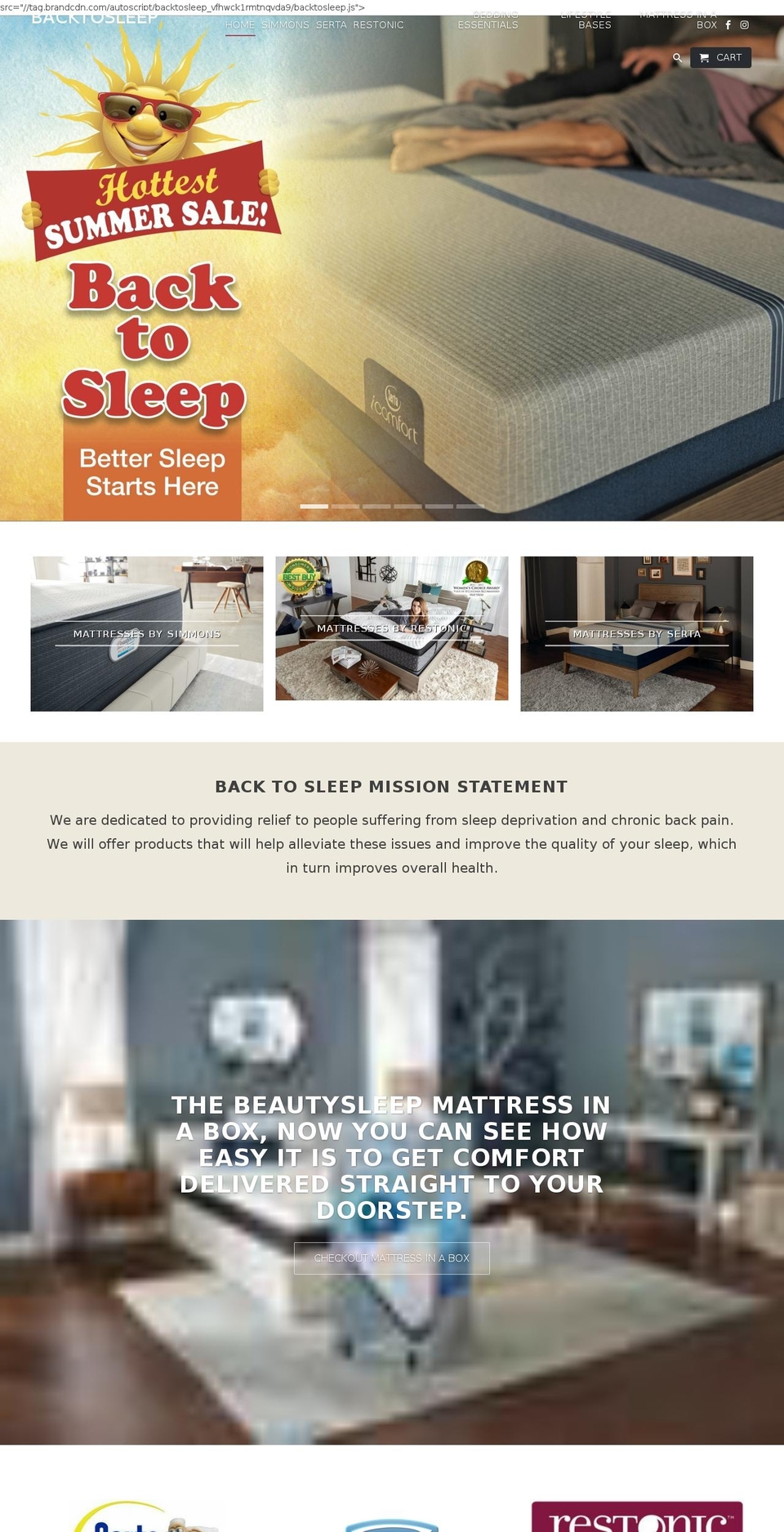 backtosleep.net shopify website screenshot