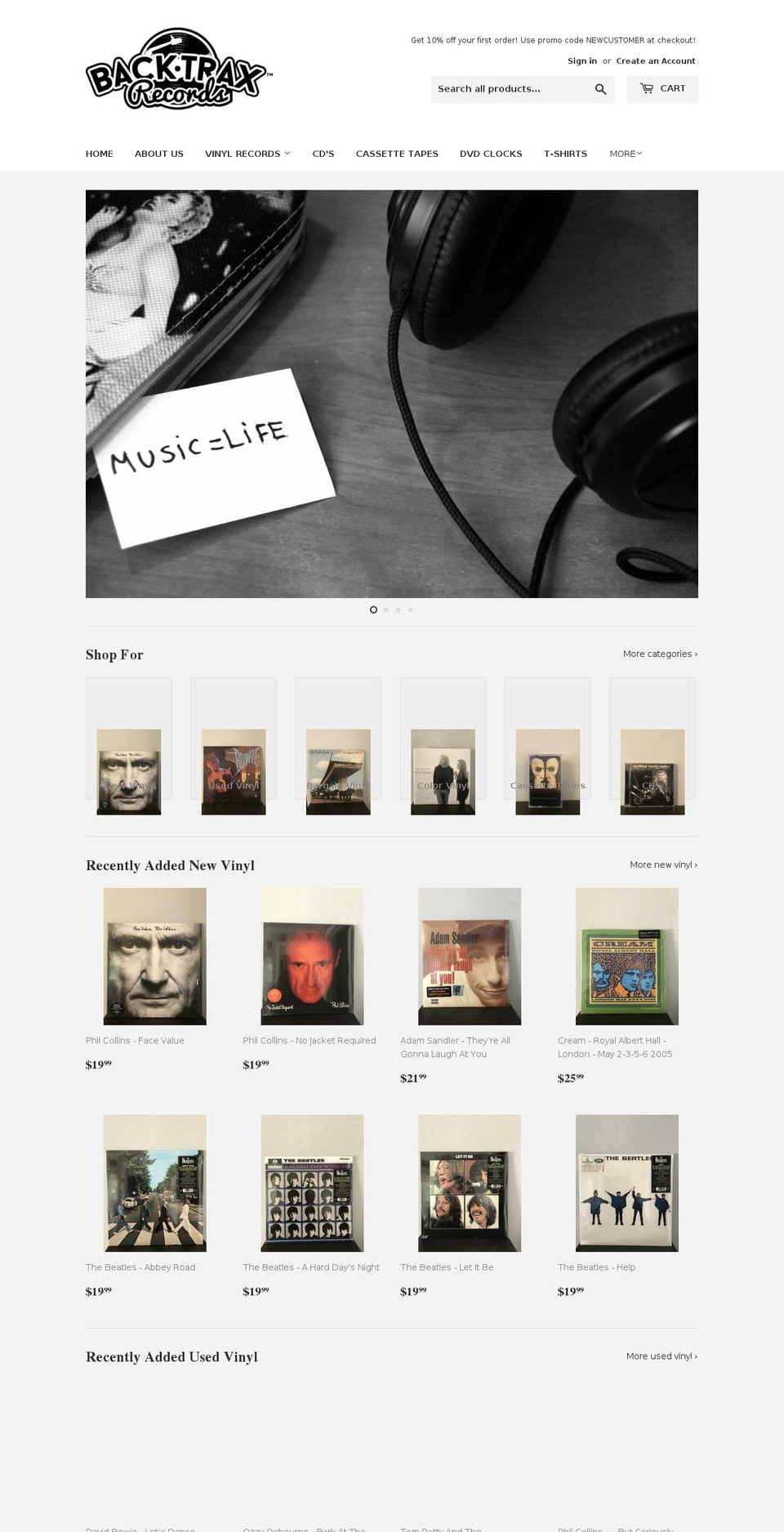 backtraxrecords.com shopify website screenshot