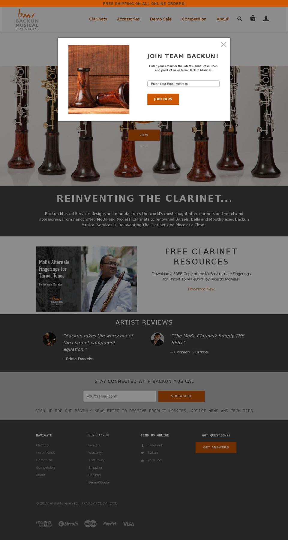 backunmusical.com shopify website screenshot