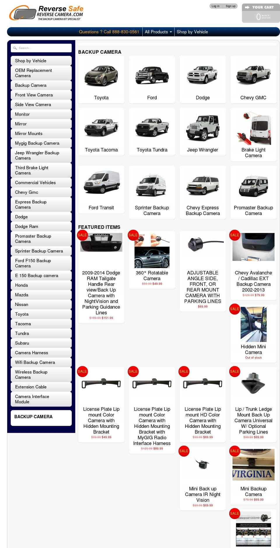 backupcameracar.com — Shopify storefront screenshot