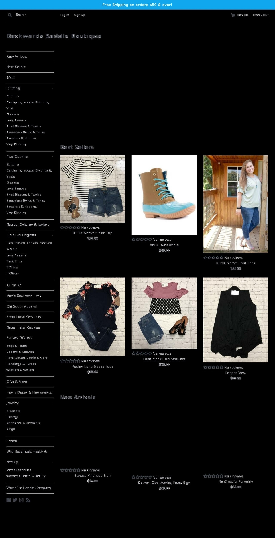 backwardssaddle.com — Shopify storefront screenshot