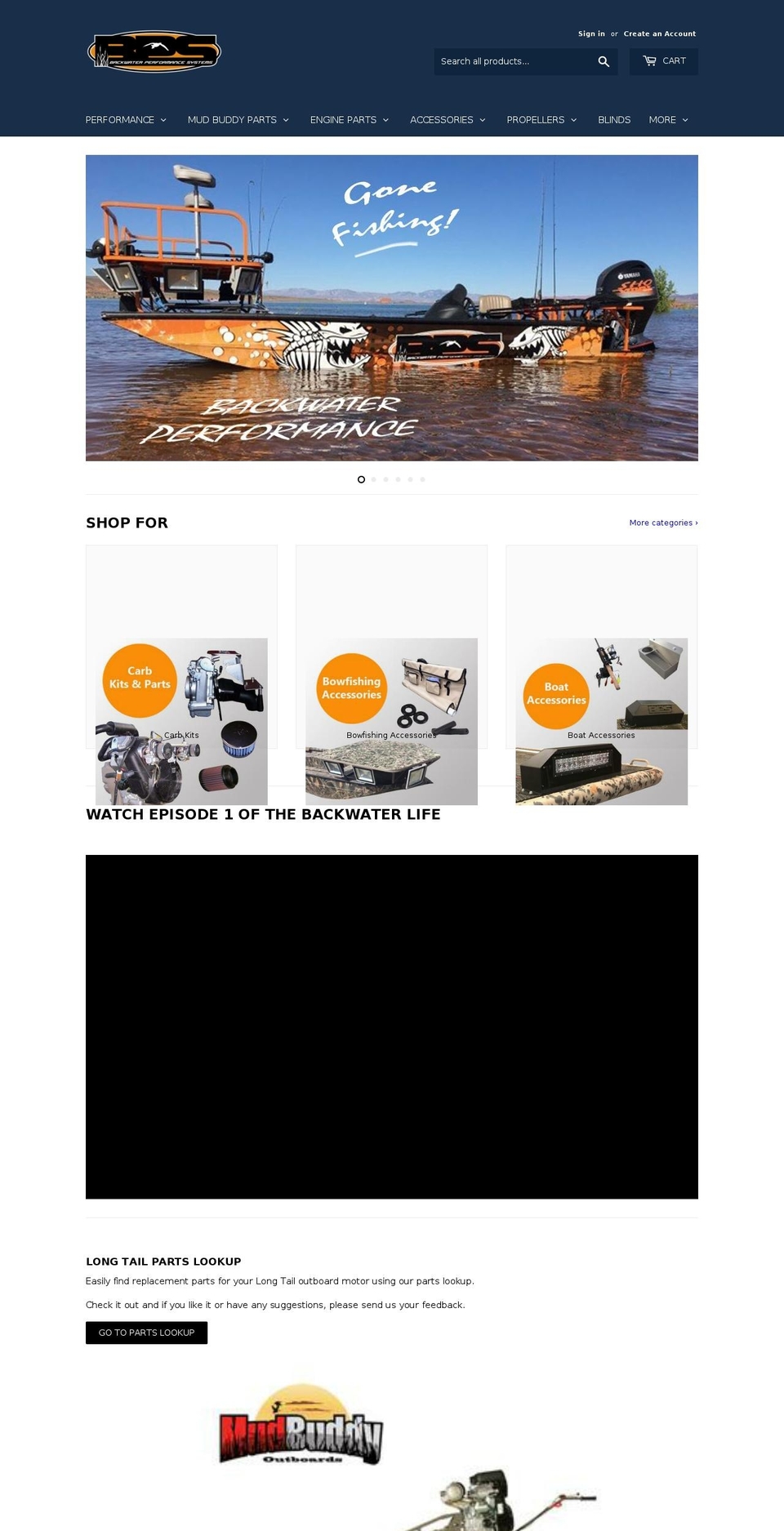 backwaterperformance.com shopify website screenshot