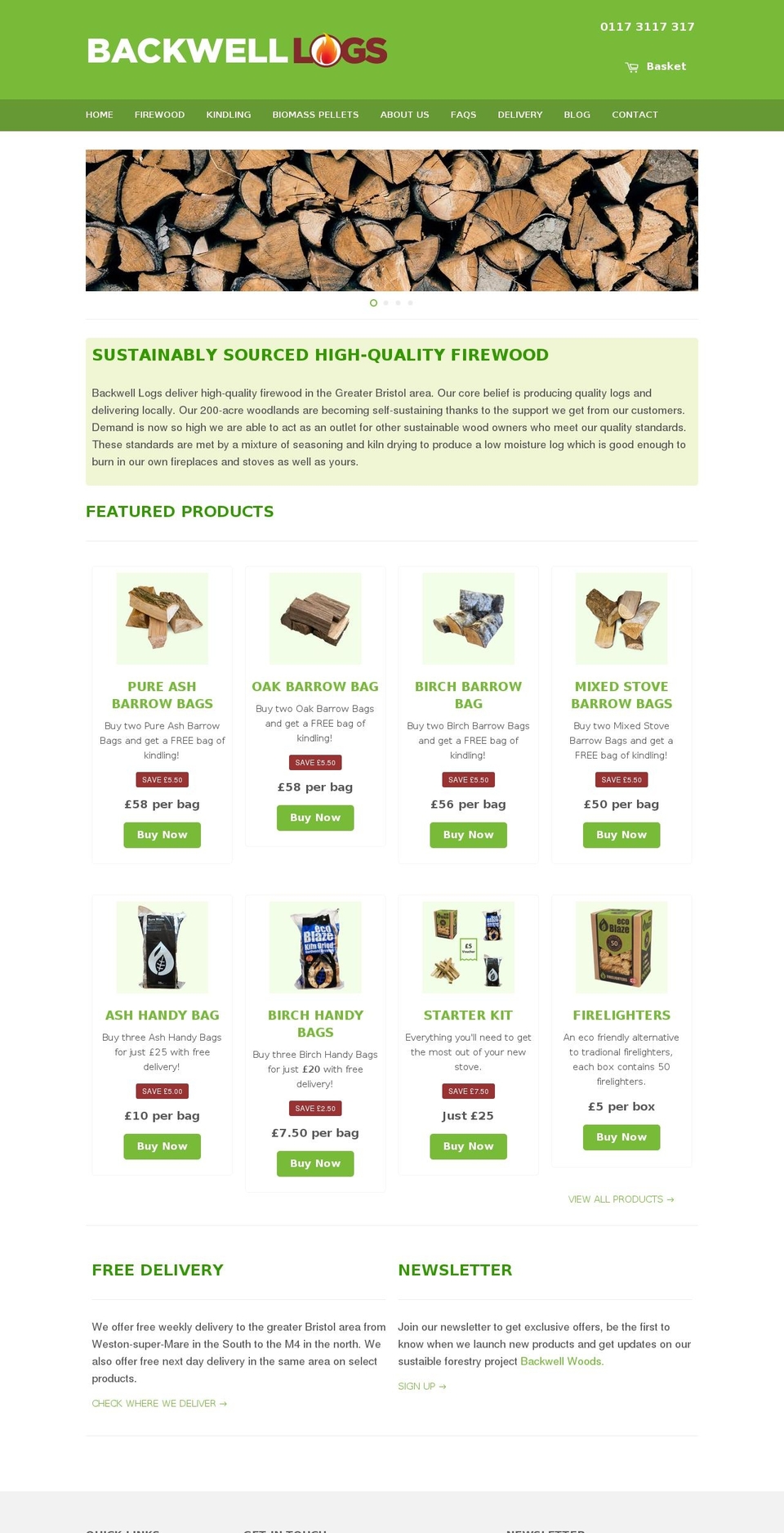 backwell-logs.uk shopify website screenshot