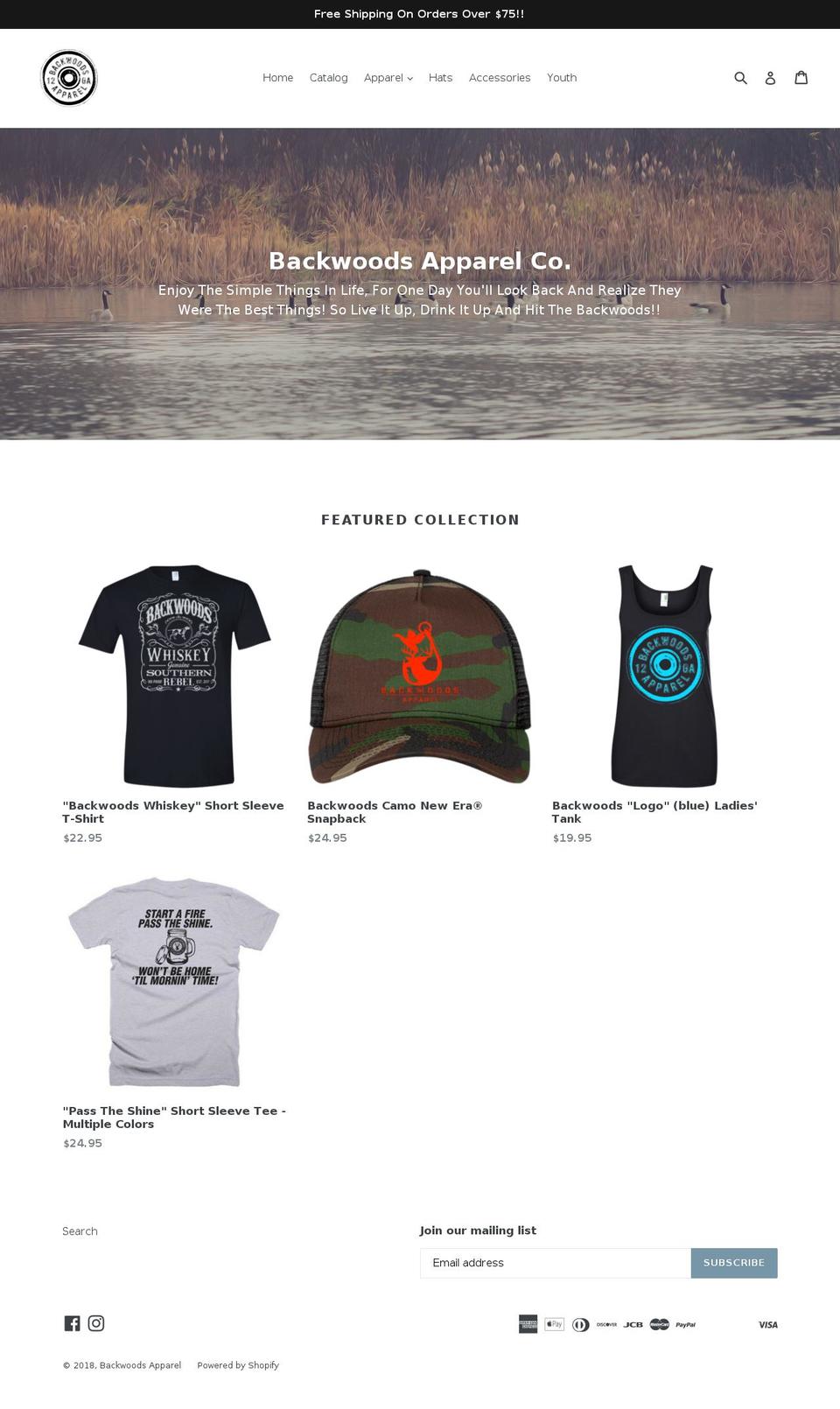 backwoodsapparelco.com — Shopify storefront screenshot