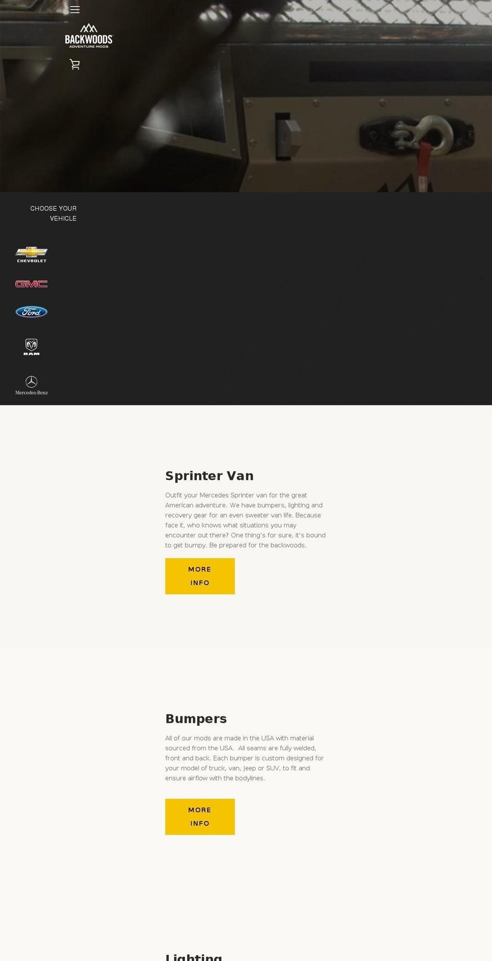 backwoodsbumpers.com — Shopify storefront screenshot