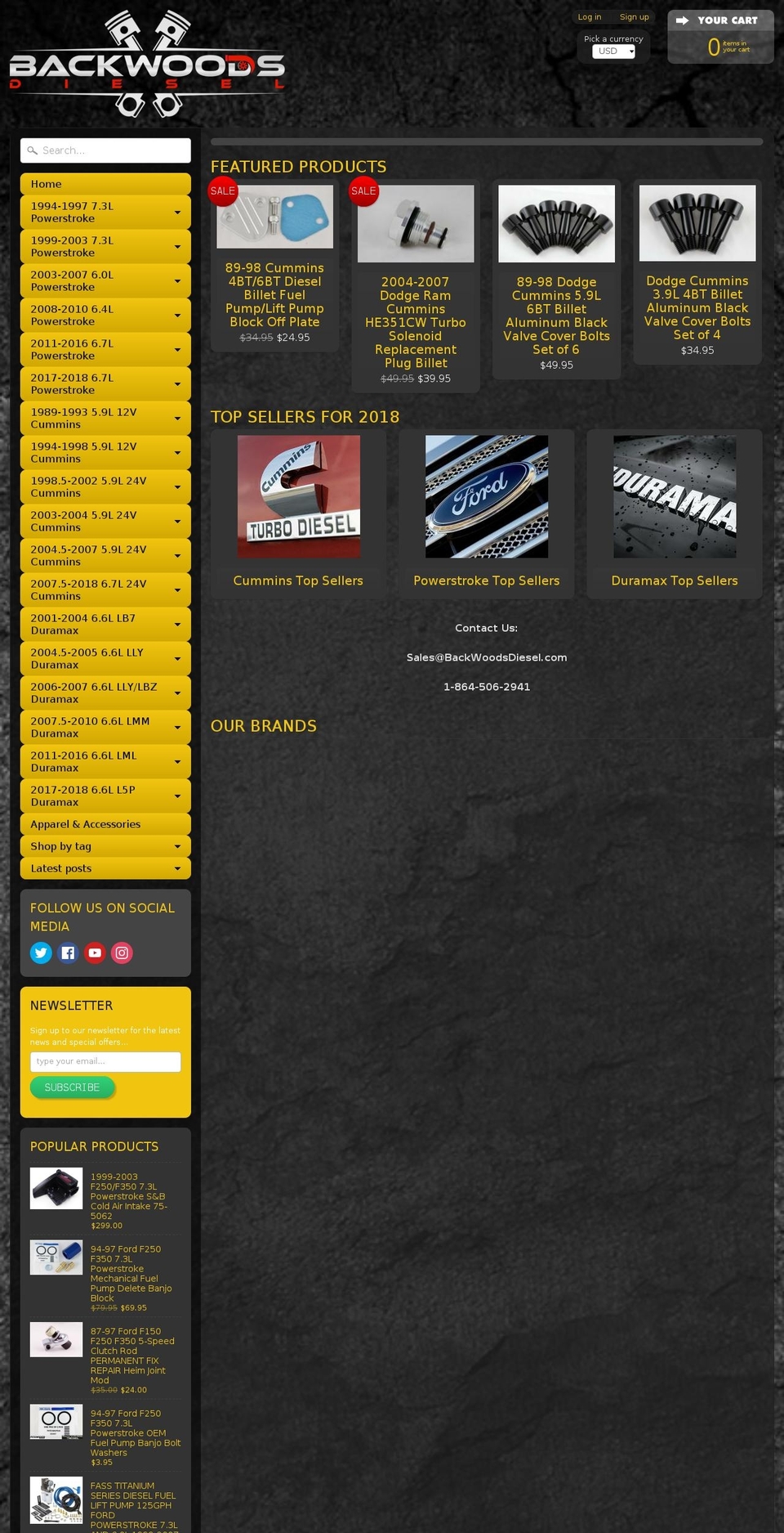 backwoodsdiesel.com — Shopify storefront screenshot
