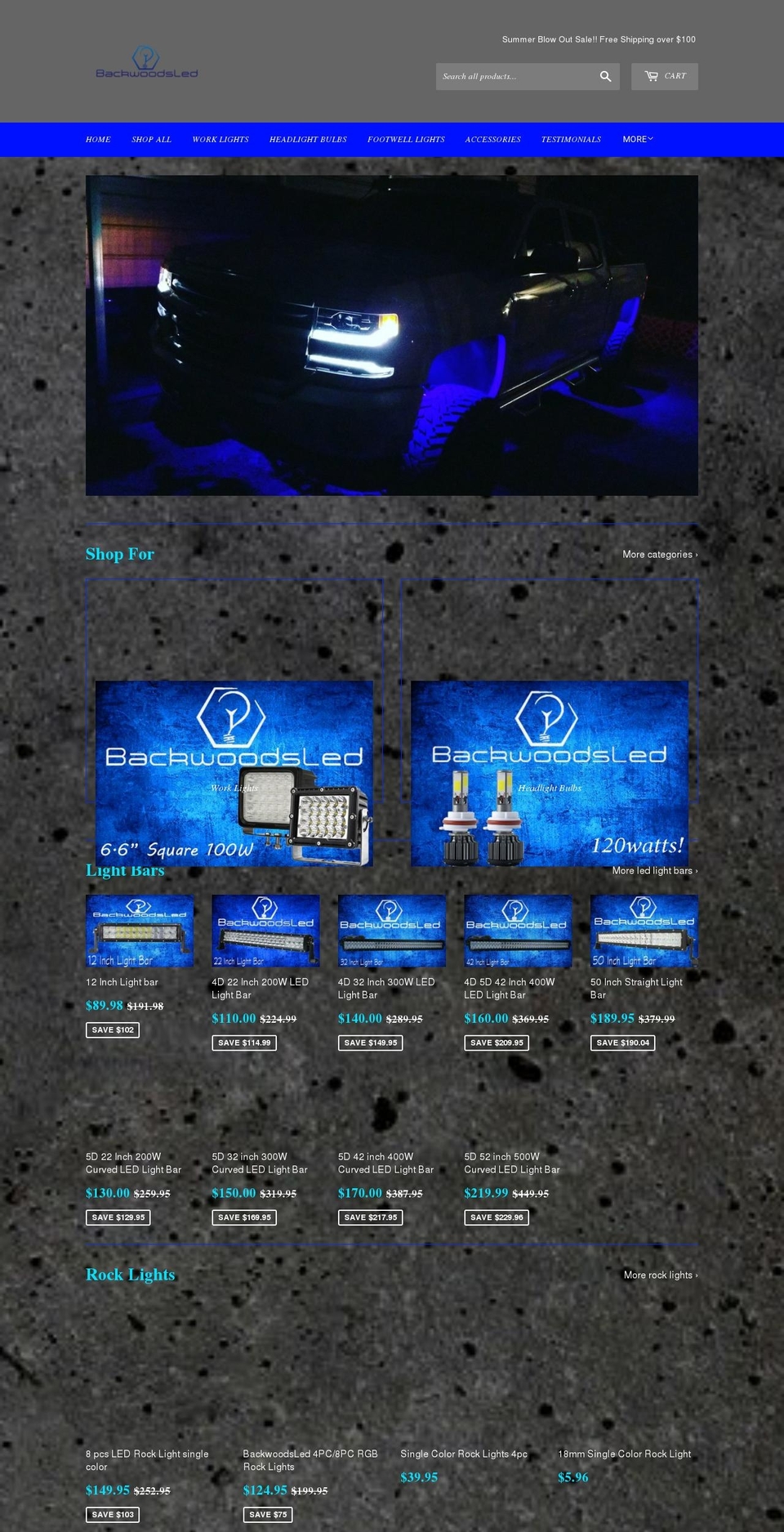 backwoodsled.com — Shopify storefront screenshot