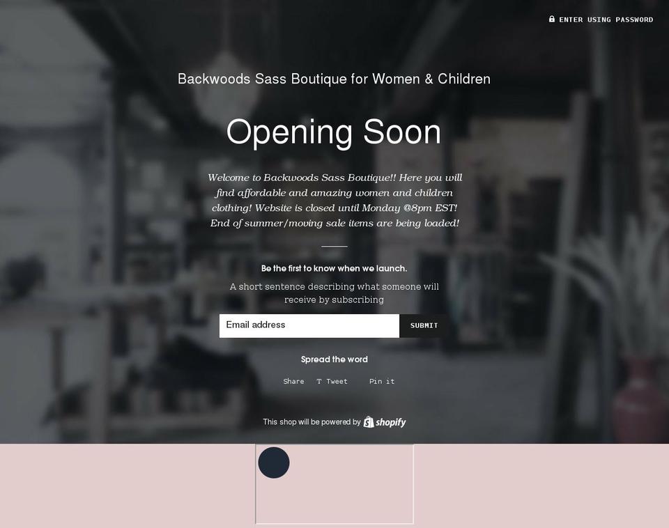 backwoodssassboutique.com shopify website screenshot