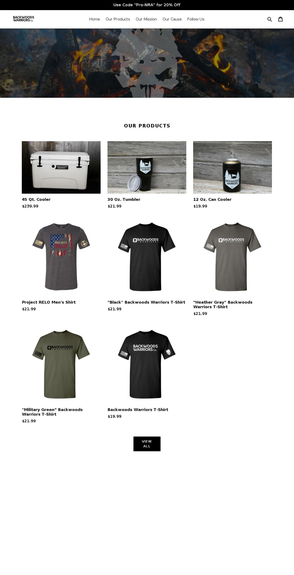 backwoodswarriors.com — Shopify storefront screenshot