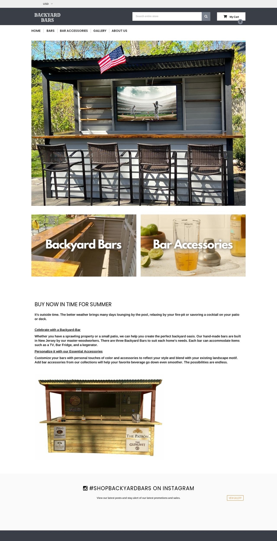 backyard-bars.com shopify website screenshot
