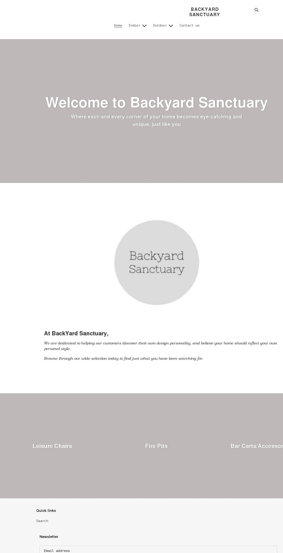 backyard-sanctuary.com shopify website screenshot