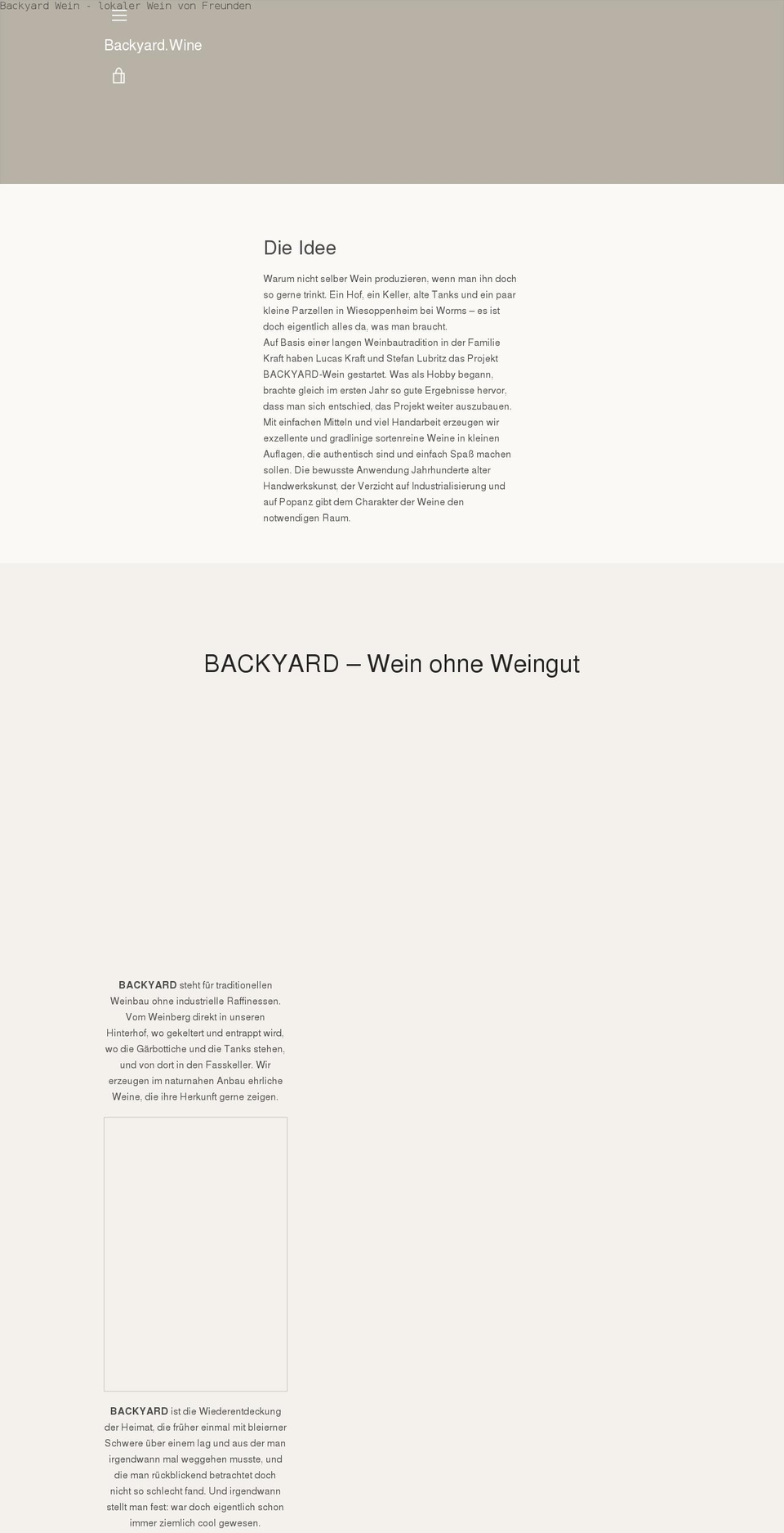 backyard.wine shopify website screenshot