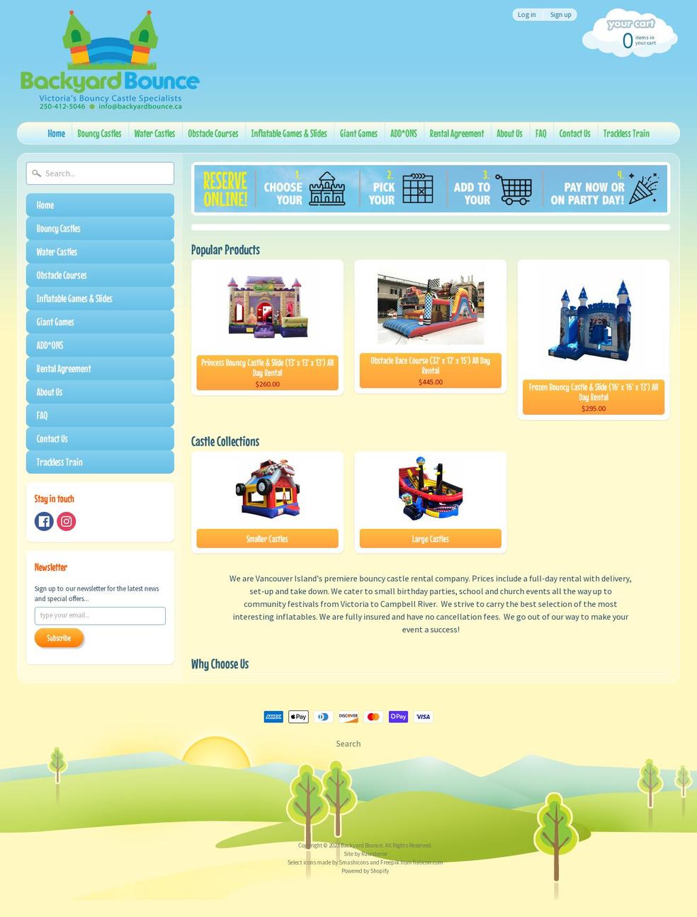 backyardbounce.ca shopify website screenshot