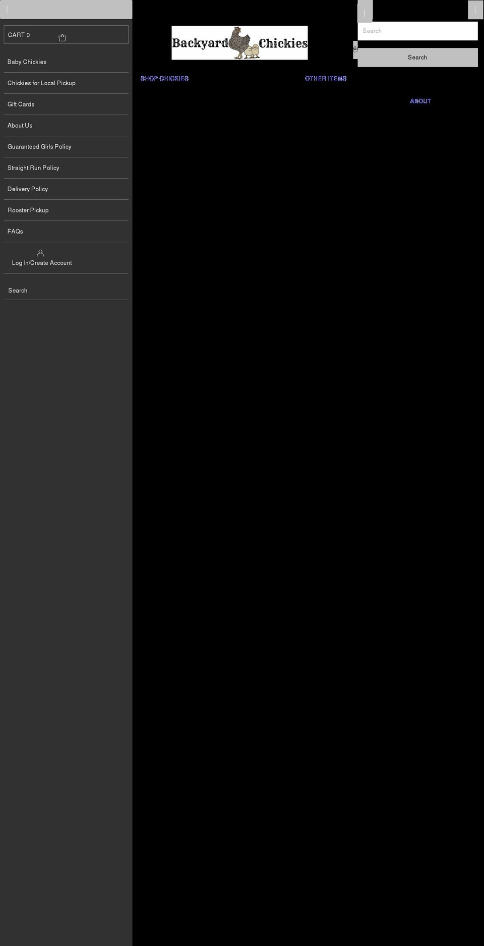 backyardchickies.com shopify website screenshot