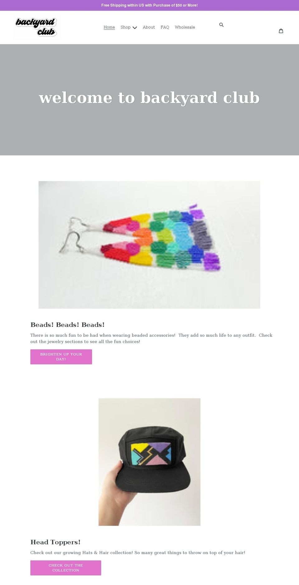 backyardclub.com shopify website screenshot