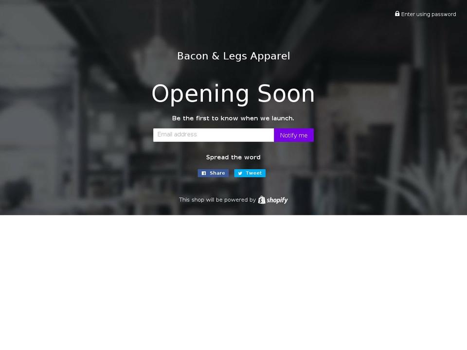 baconandlegsapparel.com shopify website screenshot