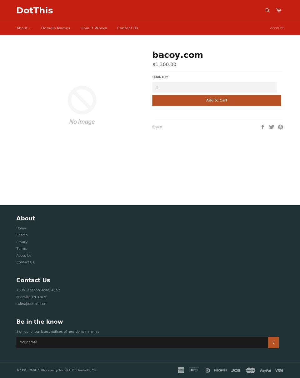 bacoy.com — Shopify storefront screenshot