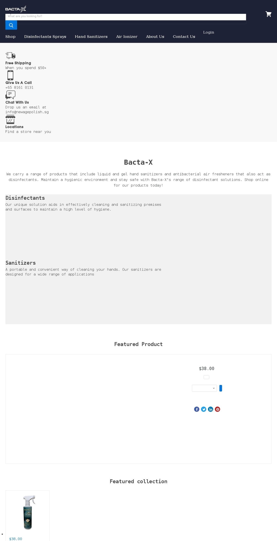 bacta-x.com shopify website screenshot