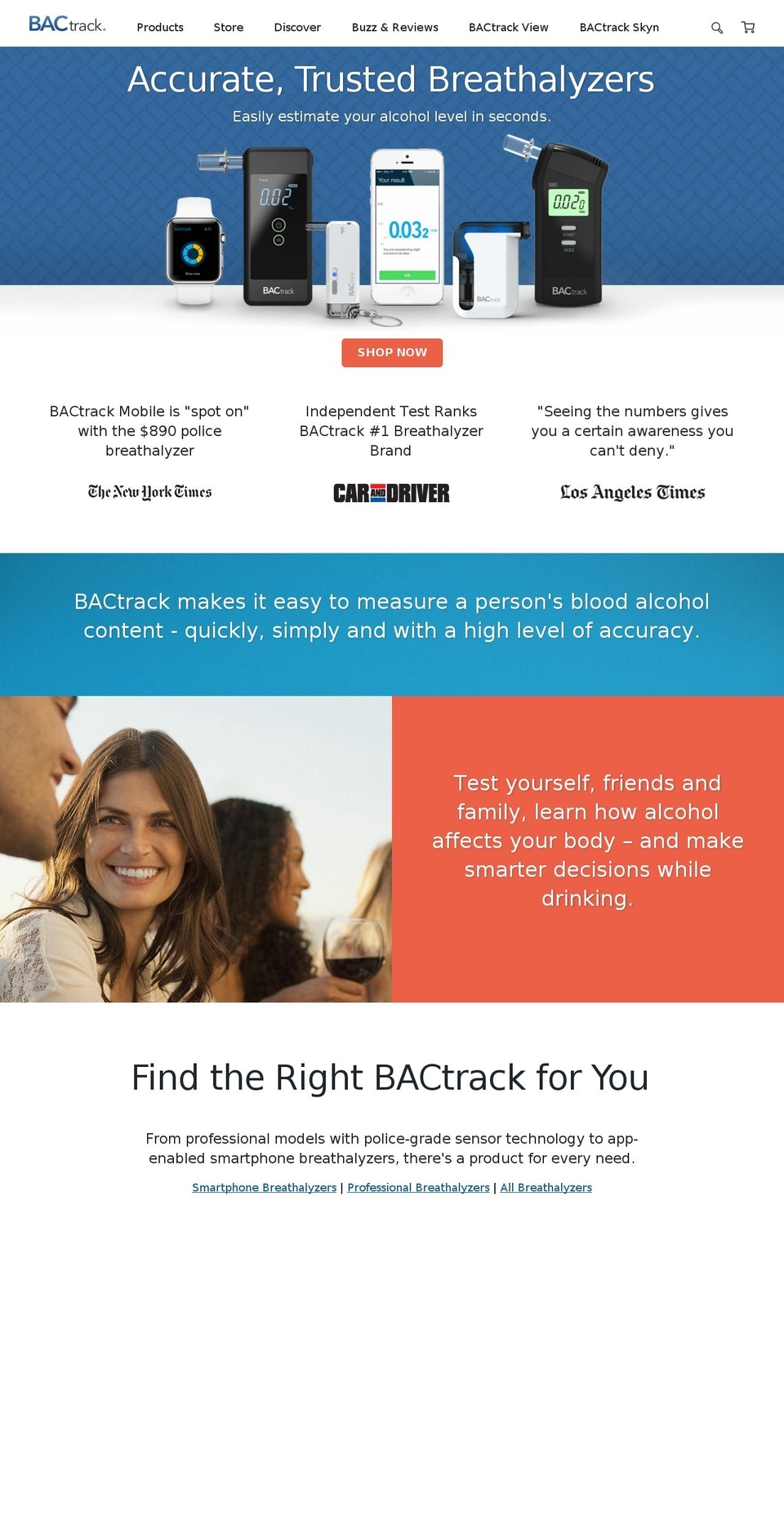 Parallax Shopify theme site example bactrack.com