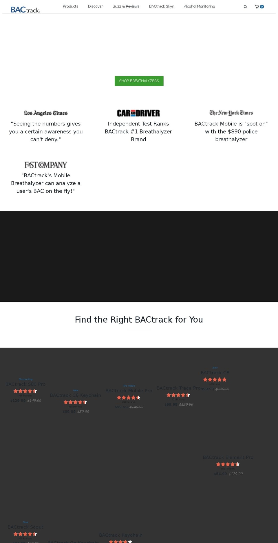 bactrack.net shopify website screenshot