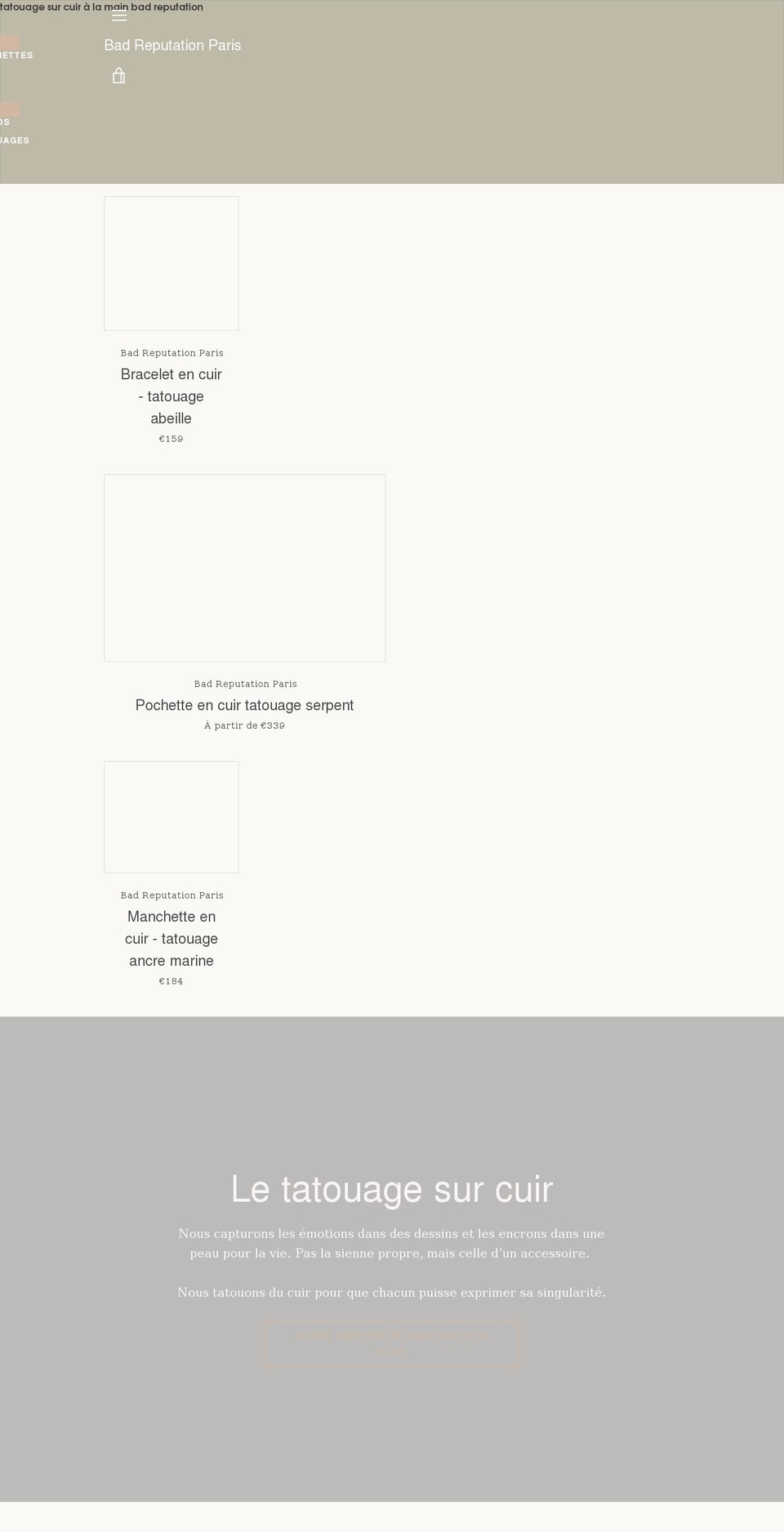 bad-reputation.com shopify website screenshot