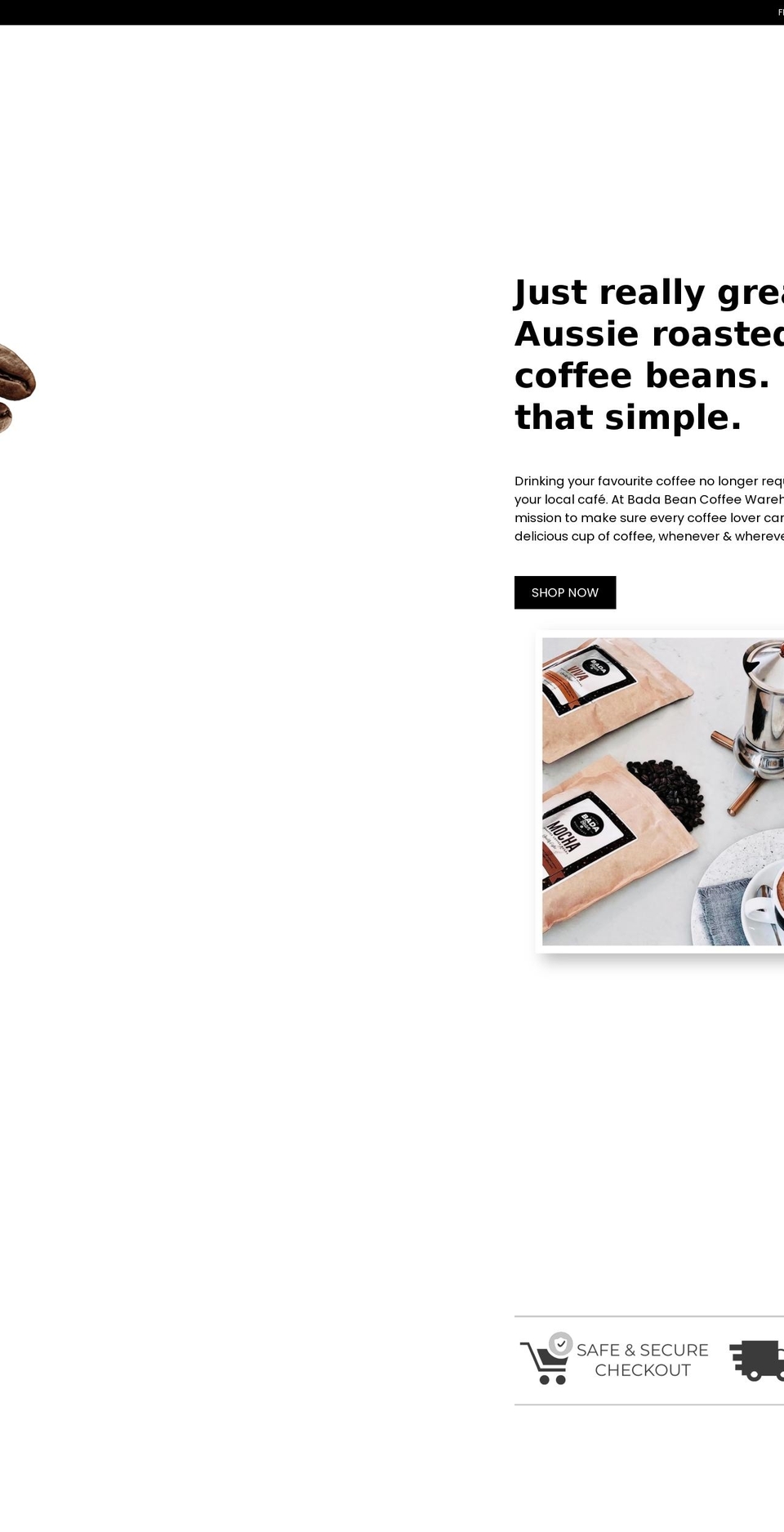 bada-bean.com shopify website screenshot