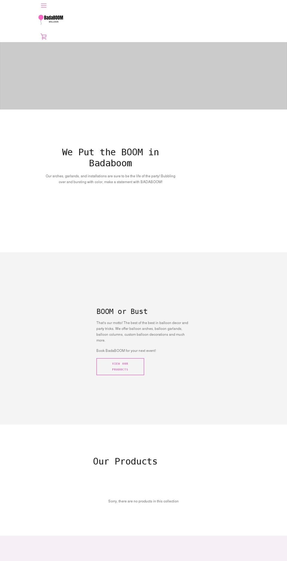 badaboomballoon.com shopify website screenshot