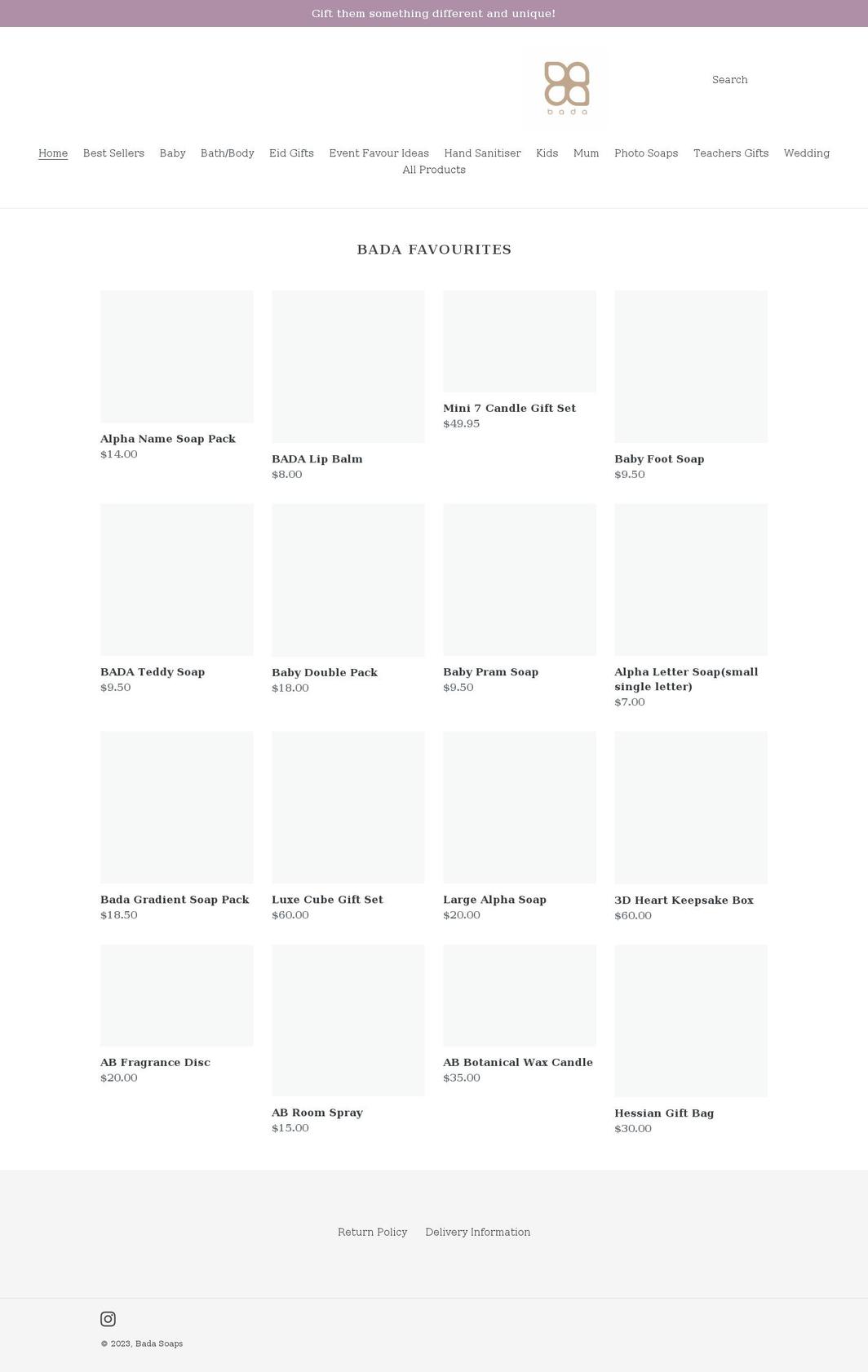 badasoaps.com shopify website screenshot