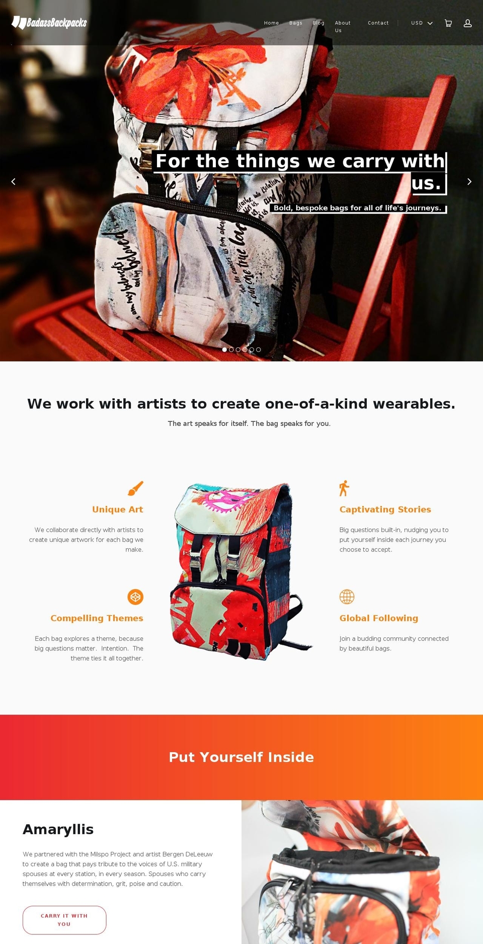 badassbackpacks.com shopify website screenshot