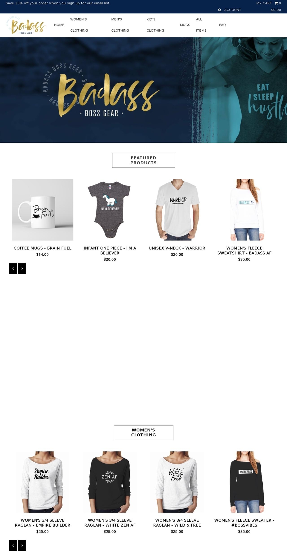 badassbossgear.com — Shopify storefront screenshot