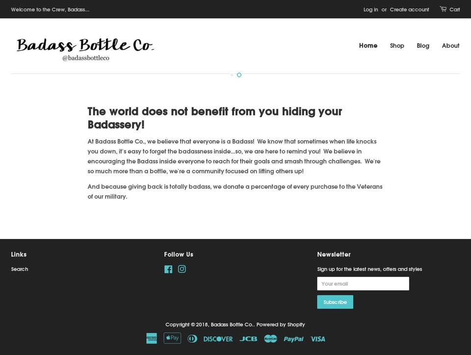badassbottleco.com — Shopify storefront screenshot