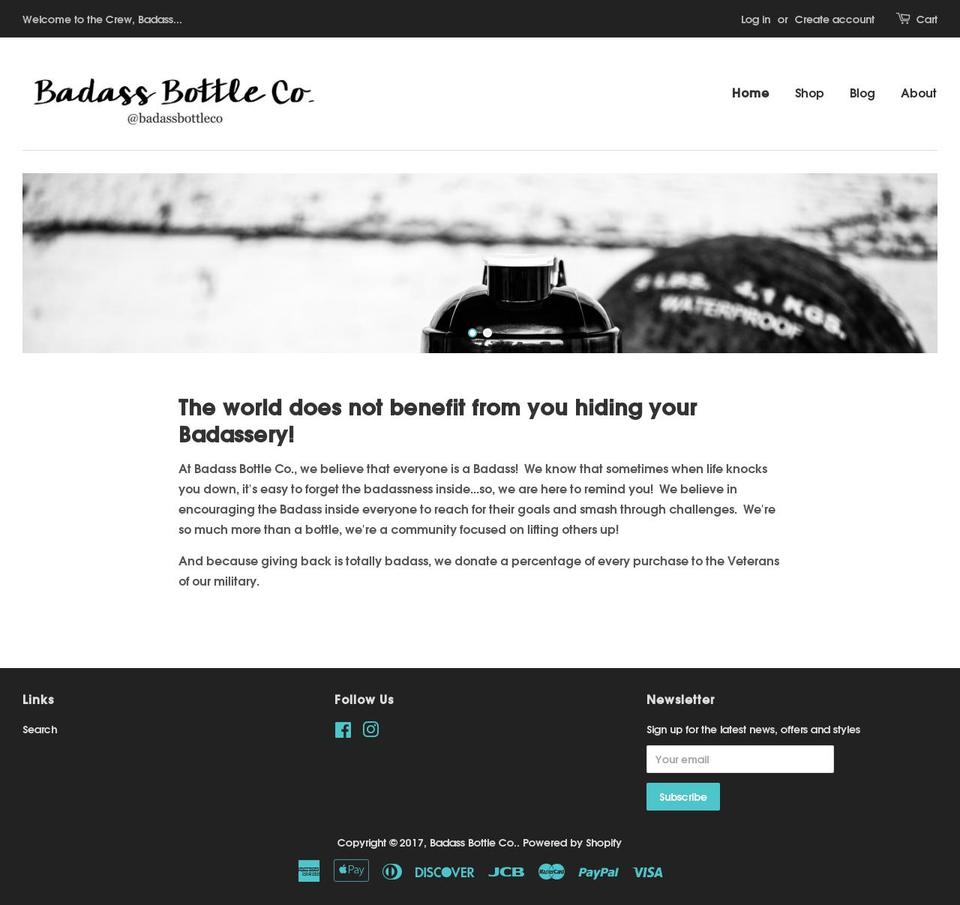 badassbottles.com shopify website screenshot